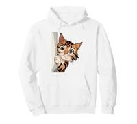 Lindo Curioso Gato Mirando Grandes Ojos Animados Felino Sudadera con Capucha