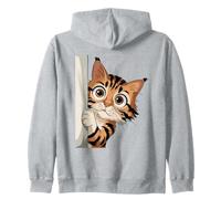 Lindo Curioso Gato Mirando Grandes Ojos Animados Felino Sudadera con Capucha