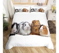 Lindo de ejillo de Indias niñas niños niños 3D Mascota ratón,Funda de edredón Divertida de Animales de habitación Infantil,Colcha de Individual,colección de Ropa de Cama de 2 Piezas