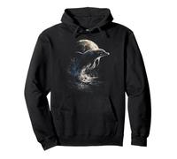 Lindo delfín con Luna Llena luz de Luna estética Animal Arte Sudadera con Capucha