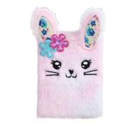 Lindo diario - Cuaderno de peluche mullido, cuaderno de escritura de conejo, planificador de tapa suave, secreto para niños, organizador de recuerdos temático de conejo, textura, páginas de grabación