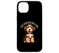 Lindo Dibujo Animado de Keep Calm and Hug a Dog Carcasa para iPhone 14 Plus