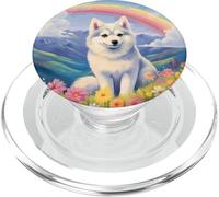 Lindo Dibujo conmemorativo de un Cachorro de Perro con Forma de Puente arcoíris de Klee Kai de Alaska PopSockets PopGrip para MagSafe