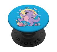 Lindo Dino City Caos Pastel Dinosaurio Dibujos Animados Arte PopSockets PopGrip Adhesivo