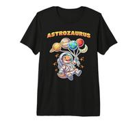 Lindo Dinosaurio Astronauta Astrozaurus Planeta Espacial Globos Camiseta Premium