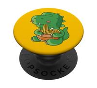 Lindo Dinosaurio Comiendo Ramen ilustración de Dibujos Animados PopSockets PopGrip Adhesivo
