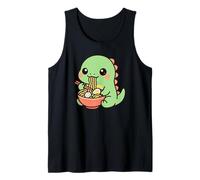 Lindo Dinosaurio Comiendo Ramen Kawaii Arte Amante de la Comida Camiseta sin Mangas