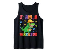 Lindo Dinosaurio con Autismo: Soy un Guerrero: Conciencia del Autismo Camiseta sin Mangas
