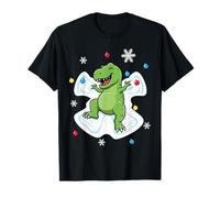 Lindo Dinosaurio Haciendo ángel Nieve Navidad Rex Dino Camiseta