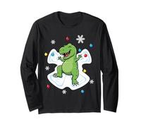 Lindo Dinosaurio Haciendo ángel Nieve Navidad Rex Dino Manga Larga