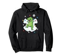 Lindo Dinosaurio Haciendo ángel Nieve Navidad Rex Dino Sudadera con Capucha