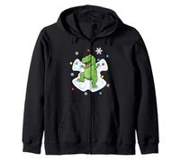 Lindo Dinosaurio Haciendo ángel Nieve Navidad Rex Dino Sudadera con Capucha