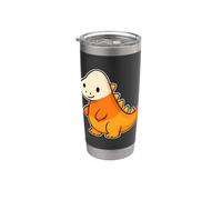 Lindo dinosaurio naranja Halloween Vaso térmico de acero inoxidable de doble pared