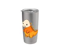 Lindo dinosaurio naranja Halloween Vaso térmico de acero inoxidable de doble pared