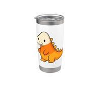 Lindo dinosaurio naranja Halloween Vaso térmico de acero inoxidable de doble pared