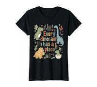 Lindo Dinosaurio niños Cita inclusiva con Dinosaurios amigables Camiseta gráfica económica, Mujer, Negro, S