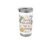 Lindo dinosaurio niños cita inclusiva con dinosaurios amigables Vaso térmico de acero inoxidable de doble pared