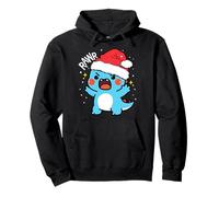 Lindo Dinosaurio rugiendo Papá Noel Sombrero Navidad Kawaii Dino Niños Sudadera con Capucha
