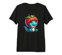 Lindo Dinosaurio T-Rex con Sombrero de Fresa diversión afrutada Camiseta Premium