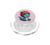 Lindo Dinosaurio T-Rex con Sombrero de Fresa diversión afrutada PopSockets PopGrip para MagSafe
