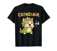 Lindo Dinosaurio T-Rex Gato Divertido rugiendo Gato Dinosaurio Disfraz niños Camiseta gráfica económica, Hombre, Negro, S
