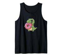 Lindo Dinosaurio T-Rex sosteniendo Postre de Dona Camiseta sin Mangas