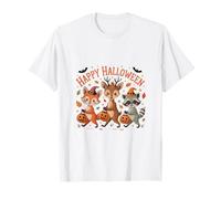 Lindo diseño artístico de Hojas de otoño de Zorro Ciervo Mapache de Halloween Camiseta