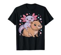 Lindo diseño de Amigos de Animales de Axolotl y Capibara Kawaii Camiseta