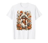 Lindo diseño de café con Leche de Calabaza y Mapache Fantasma para Halloween Camiseta