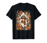Lindo diseño de café con Leche de Calabaza y Mapache Fantasma para Halloween Camiseta
