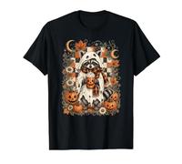 Lindo diseño de café con Leche de Calabaza y Mapache Fantasma para Halloween Camiseta gráfica económica, Hombre, Negro, L