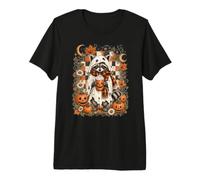 Lindo diseño de café con Leche de Calabaza y Mapache Fantasma para Halloween Camiseta Premium