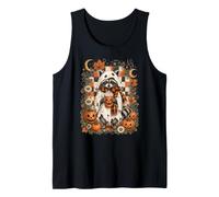 Lindo diseño de café con Leche de Calabaza y Mapache Fantasma para Halloween Camiseta sin Mangas