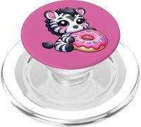 Lindo diseño de Cebra Kawaii Donut Lover Chibi PopSockets PopGrip para MagSafe