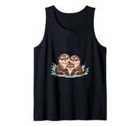 Lindo diseño de Familia de nutrias Kawaii Amantes de los Animales Camiseta sin Mangas