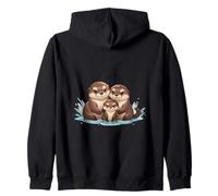 Lindo diseño de Familia de nutrias Kawaii Amantes de los Animales Sudadera con Capucha