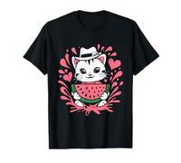 Lindo diseño de gato sandía con forma de corazón Camiseta
