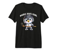 Lindo diseño de la puntuación del patín del Jugador del Hockey del pingüino Camiseta Premium