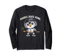 Lindo diseño de la puntuación del patín del Jugador del Hockey del pingüino Manga Larga
