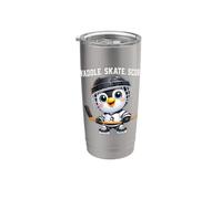 Lindo diseño de la puntuación del patín del jugador del hockey del pingüino Vaso térmico de acero inoxidable de doble pared