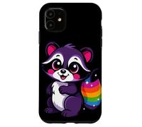 Lindo diseño de mapache morado caprichoso arte animal para la naturaleza Carcasa para iPhone 11