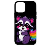 Lindo diseño de mapache morado caprichoso arte animal para la naturaleza Carcasa para iPhone 12 mini