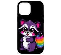 Lindo diseño de mapache morado caprichoso arte animal para la naturaleza Carcasa para iPhone 12 Pro Max