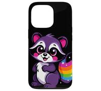 Lindo diseño de mapache morado caprichoso arte animal para la naturaleza Carcasa para iPhone 13 Pro