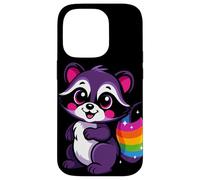Lindo diseño de mapache morado caprichoso arte animal para la naturaleza Carcasa para iPhone 14 Pro
