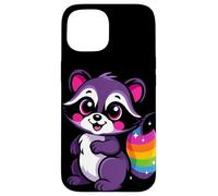 Lindo diseño de mapache morado caprichoso arte animal para la naturaleza Carcasa para iPhone 15