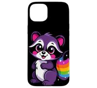 Lindo diseño de mapache morado caprichoso arte animal para la naturaleza Carcasa para iPhone 15 Plus