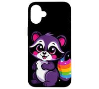 Lindo diseño de mapache morado caprichoso arte animal para la naturaleza Carcasa para iPhone 16 Plus