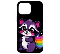 Lindo diseño de mapache morado caprichoso arte animal para la naturaleza Carcasa para iPhone 16 Pro Max
