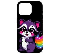 Lindo diseño de mapache morado caprichoso arte animal para la naturaleza Carcasa para iPhone 16 Pro